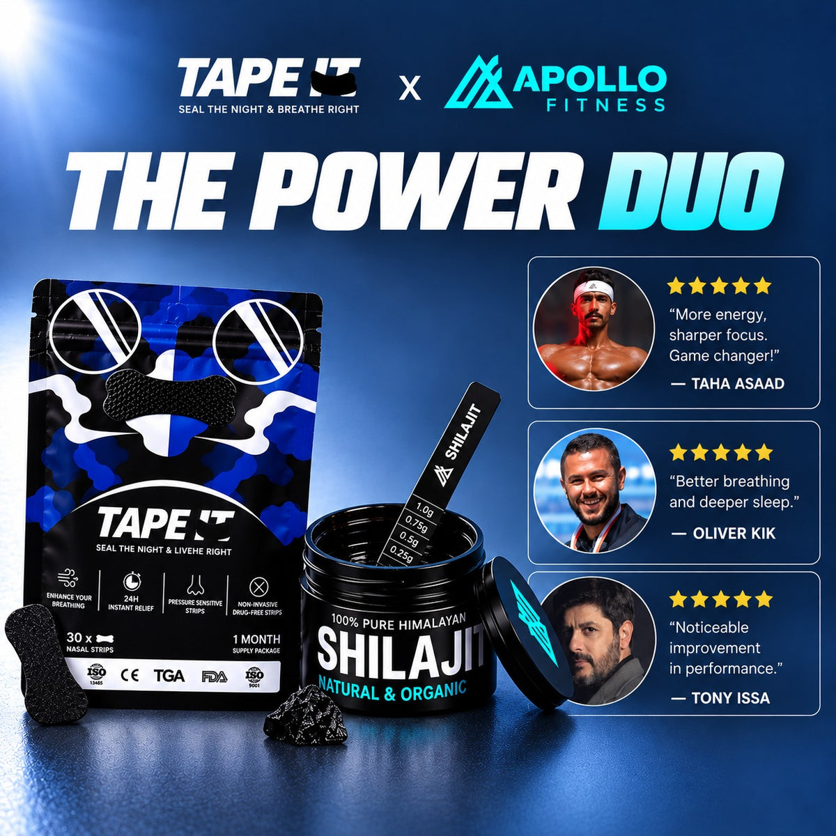 The Power Duo - Shilajit Jar & TAPE IT Nasal Strip