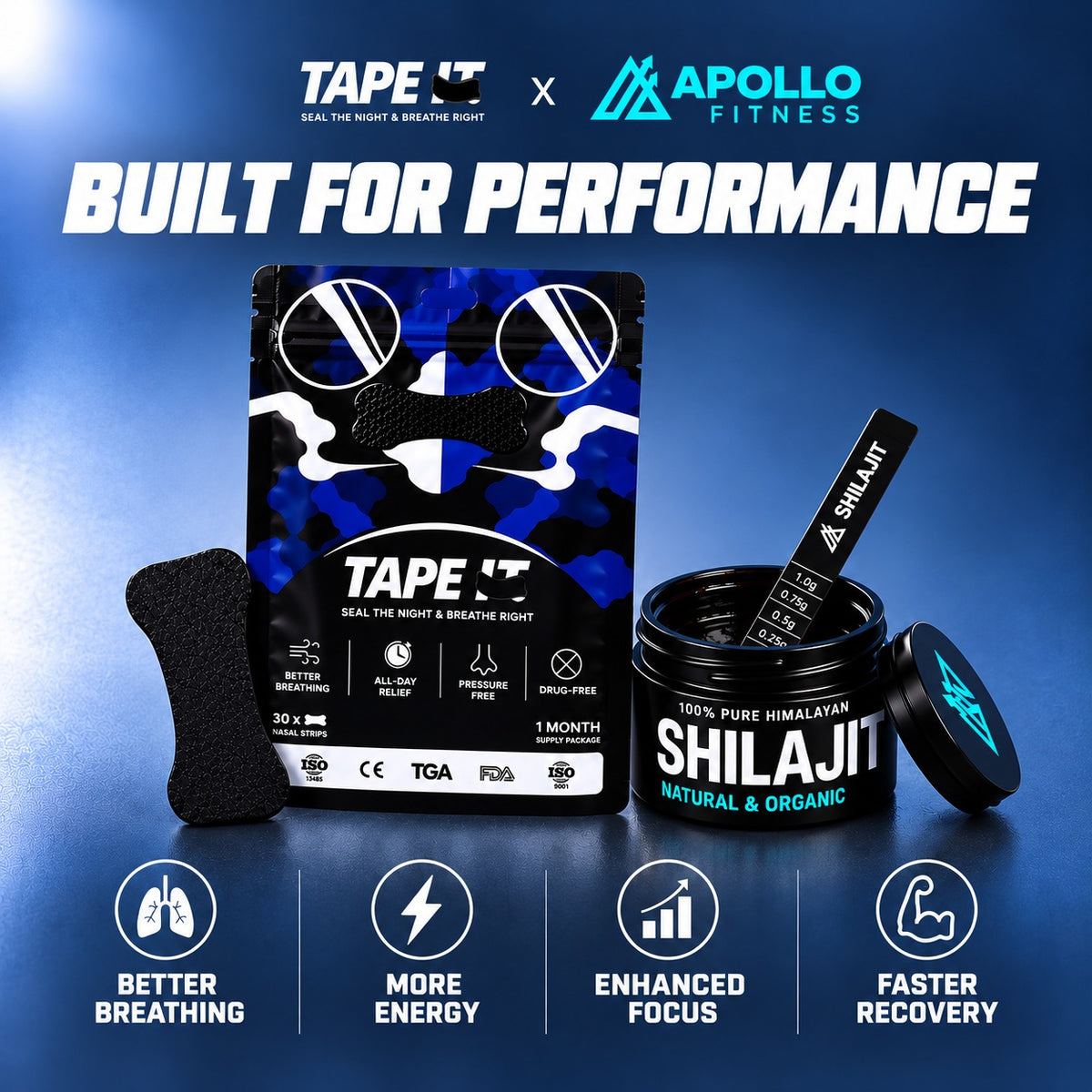 The Power Duo - Shilajit Jar & TAPE IT Nasal Strip